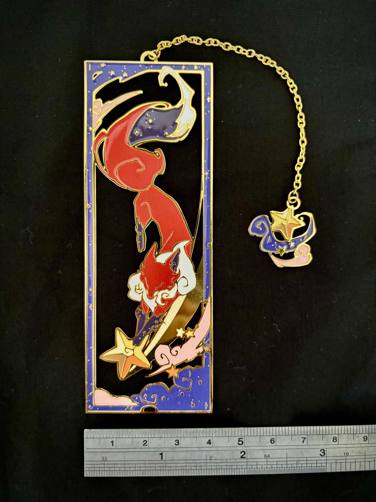 Fox and Stars | original design | Enamel Bookmark / Charm | 11x4cm