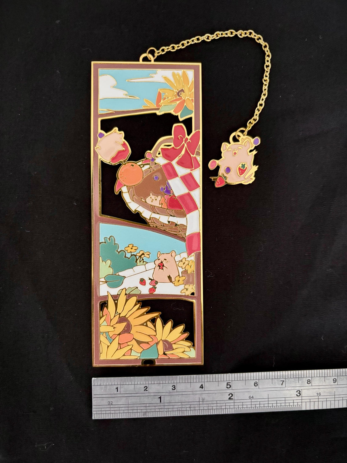 Hamsters at Picnic | original design | Enamel Bookmark / Charm | 11x4cm