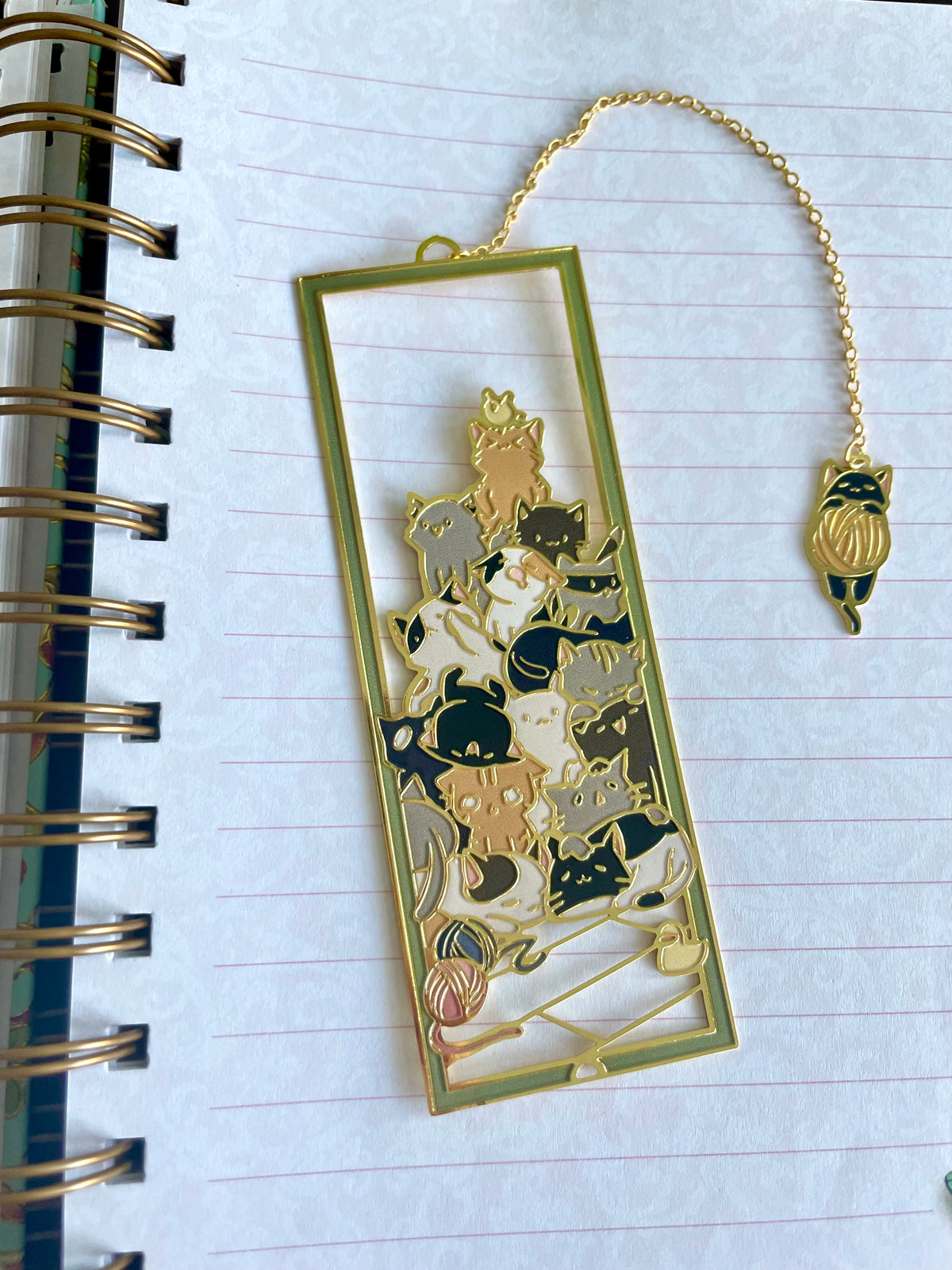 Pile of Cats | Original Design | Enamel Bookmark / Charm | 11x4cm