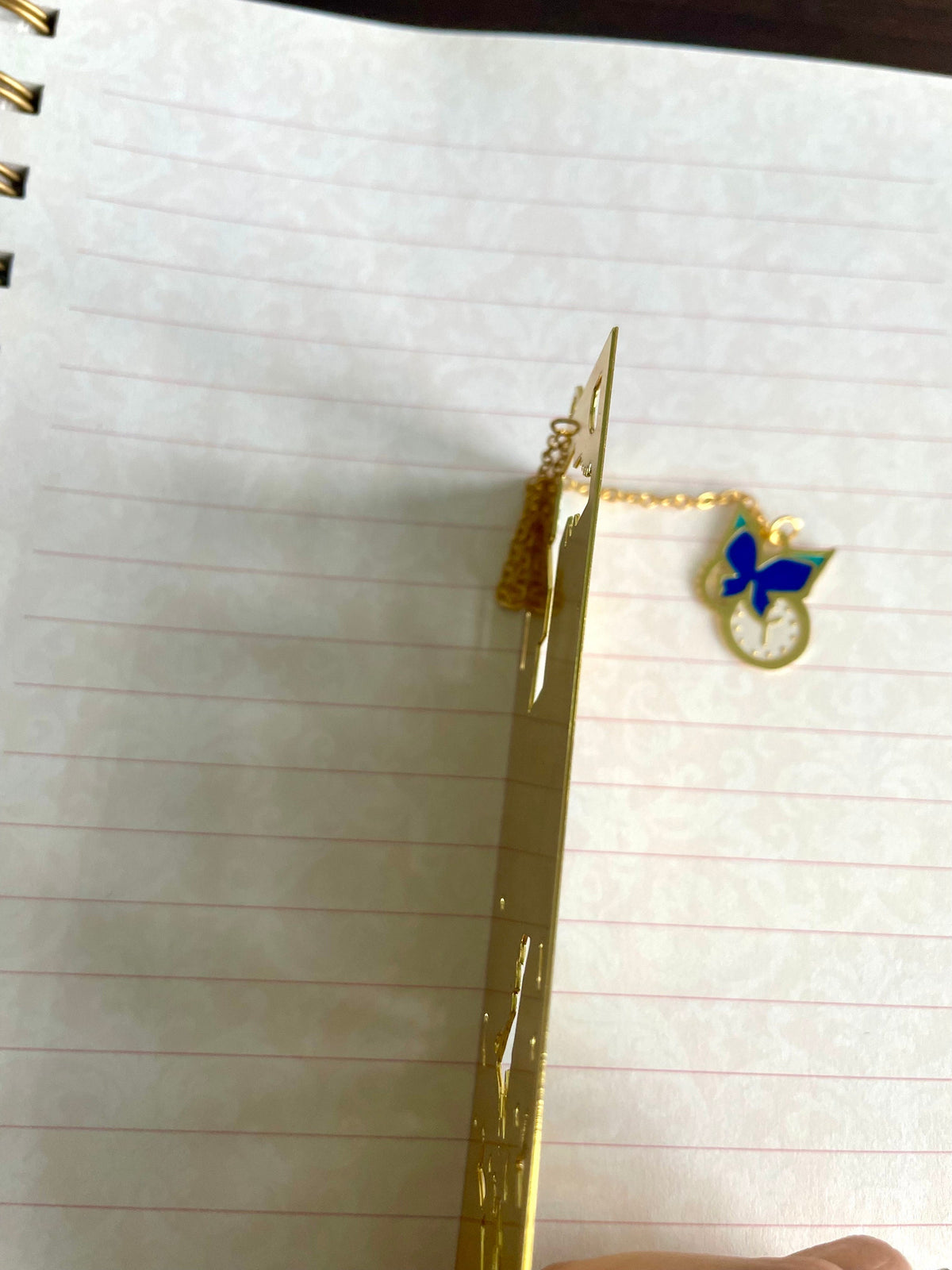 Steam Punk Blue Butterfly Machinery | Original Design | Enamel Bookmark / Charm | 11x4cm