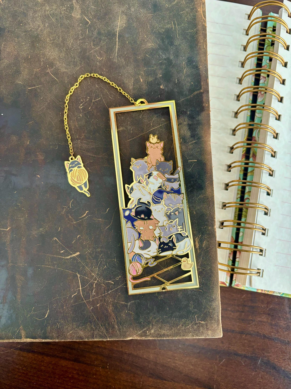 A Pile of Cats | original design | Enamel Bookmark / Charm | 11x4cm