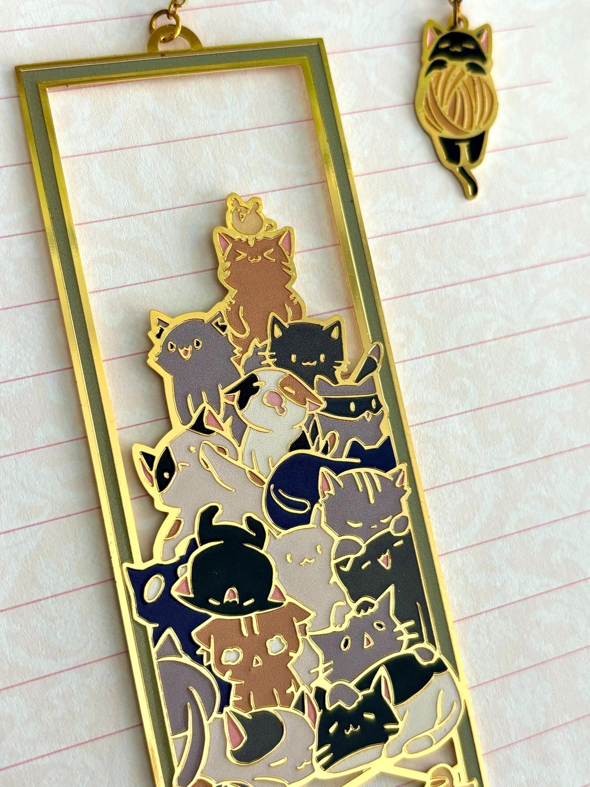 A Pile of Cats | original design | Enamel Bookmark / Charm | 11x4cm