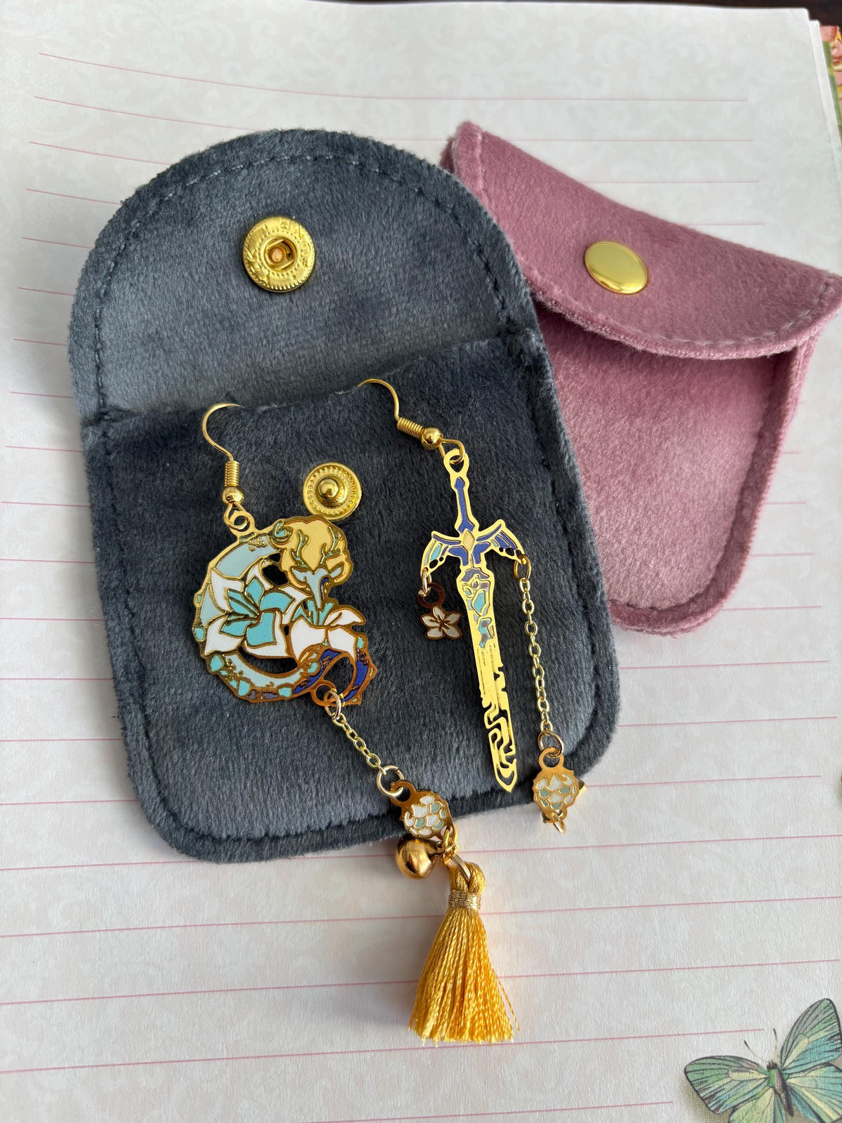 botw/totk inspired | Zelink | Thin/light double-sided Enamel Earrings
