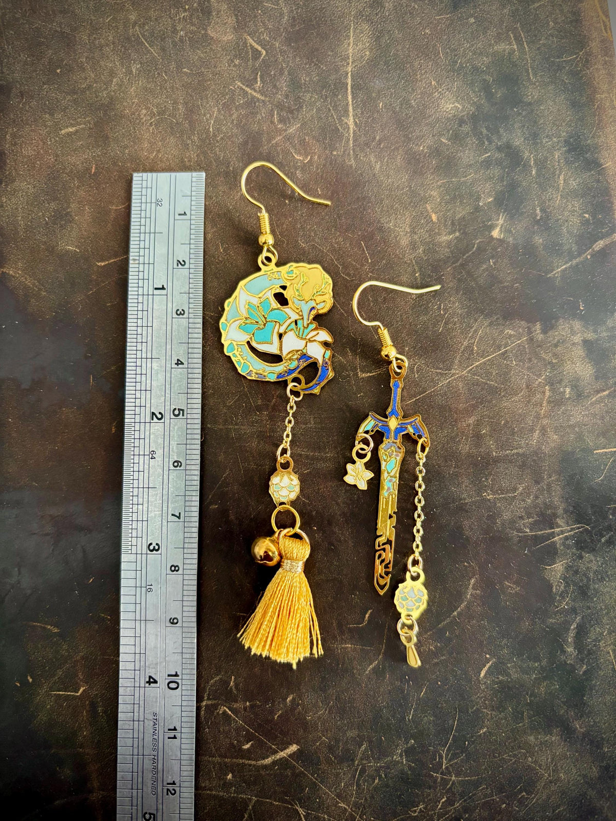 botw/totk inspired | Zelink | Thin/light double-sided Enamel Earrings