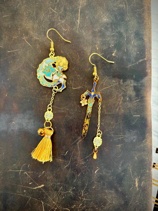 botw/totk inspired | Zelink | Thin/light double-sided Enamel Earrings