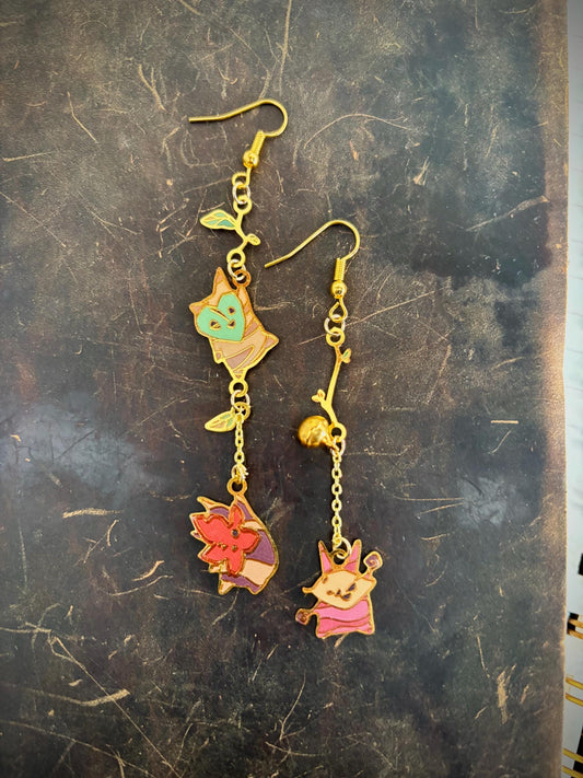 botw/totk inspired | Forest Spirits | Thin/light double-sided Enamel Earrings