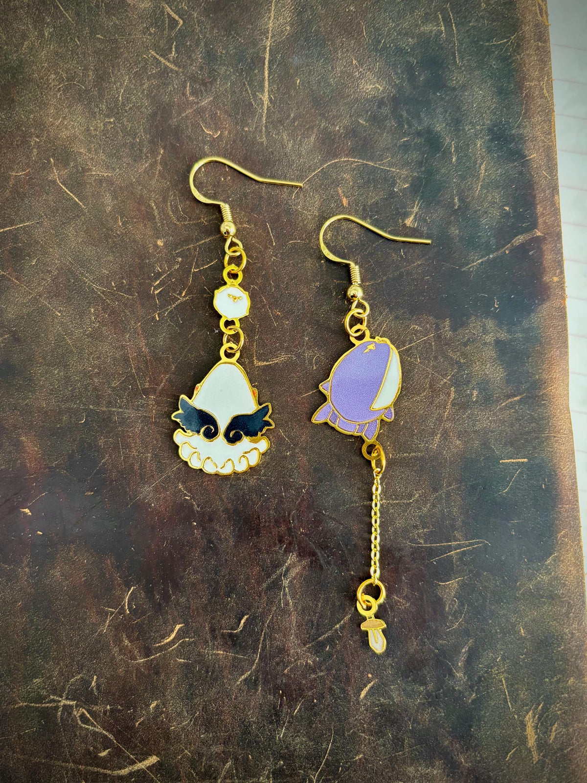 ORV inspired | Squid and Sunfish | Thin/light double-sided Enamel Earrings