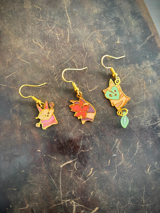 botw/totk inspired | Forest Spirits | Thin/light double-sided Enamel Earrings small