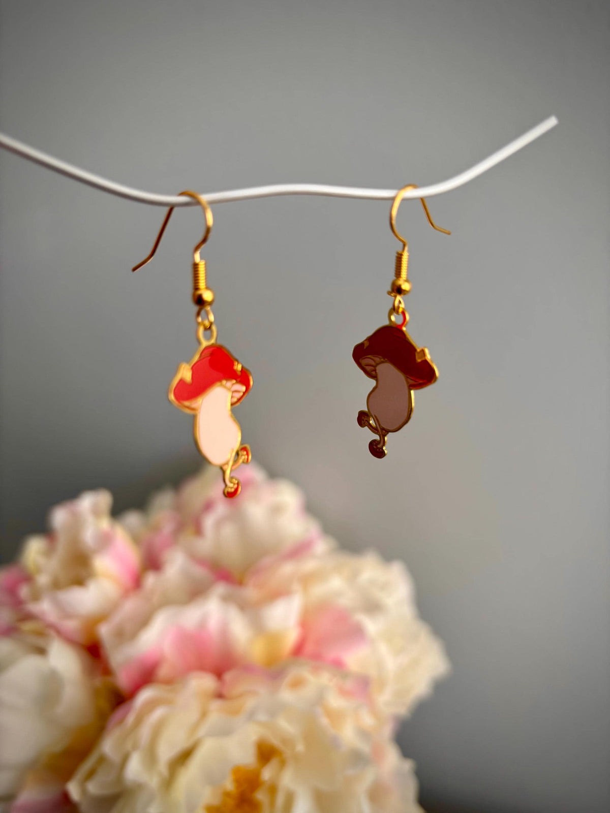 Dungeon Meal inspired | mushroom/mandrake/pumpkin | Thin/light double-sided Enamel Earrings small