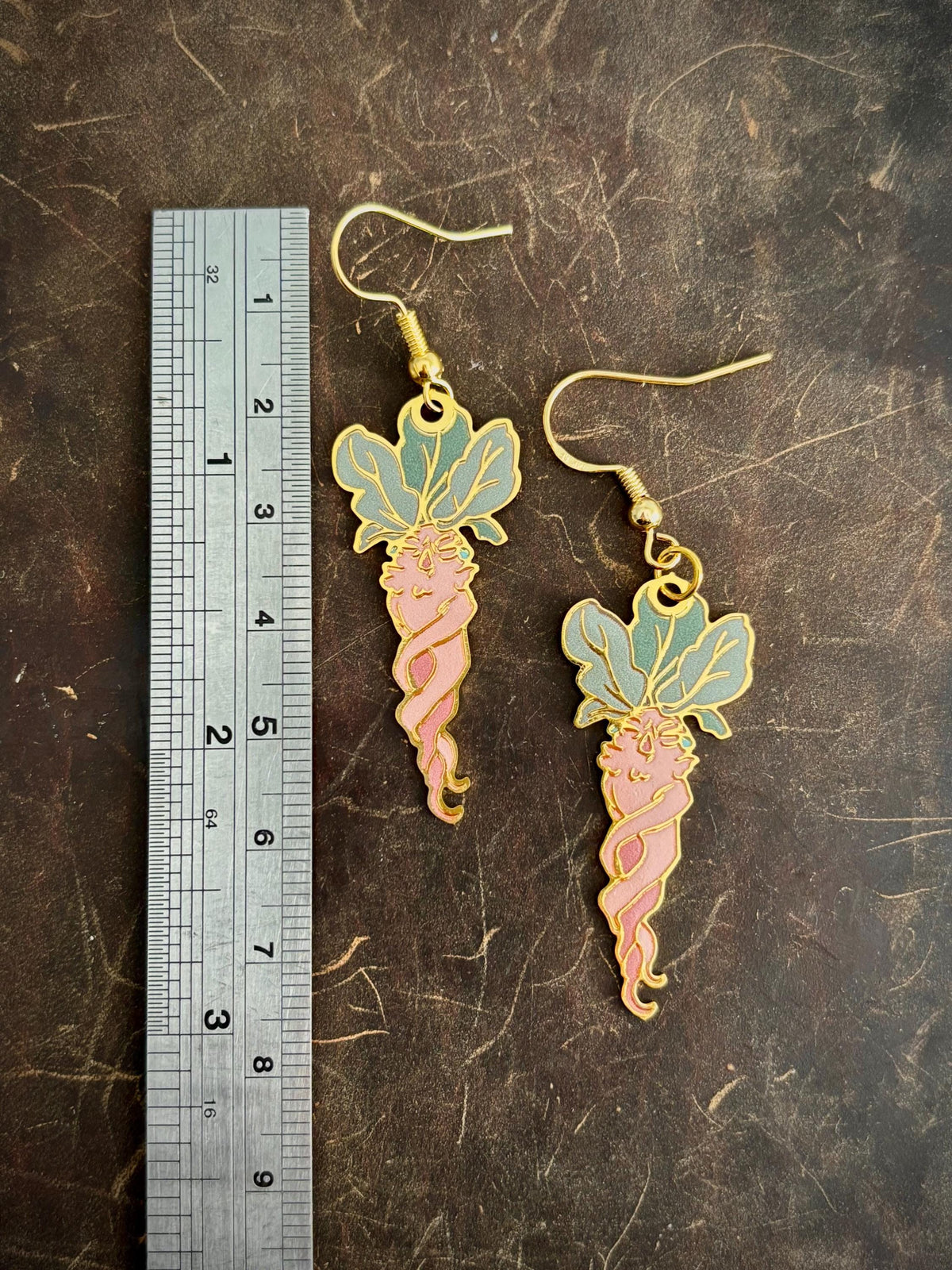 Dungeon Meal inspired | mushroom/mandrake/pumpkin | Thin/light double-sided Enamel Earrings small