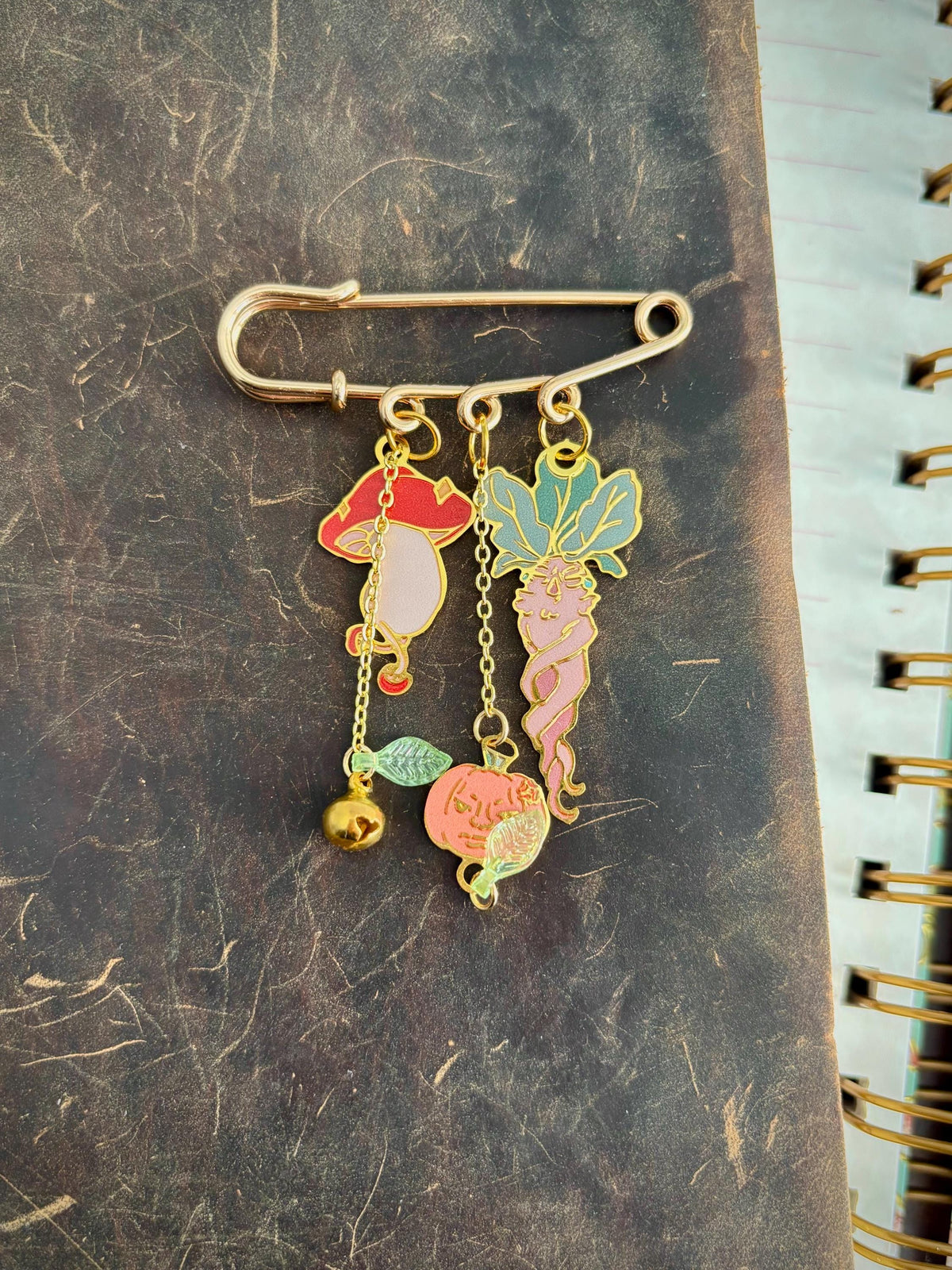 Dungeon Meal inspired | mushroom/mandrake/pumpkin | Dangle Pin Charm