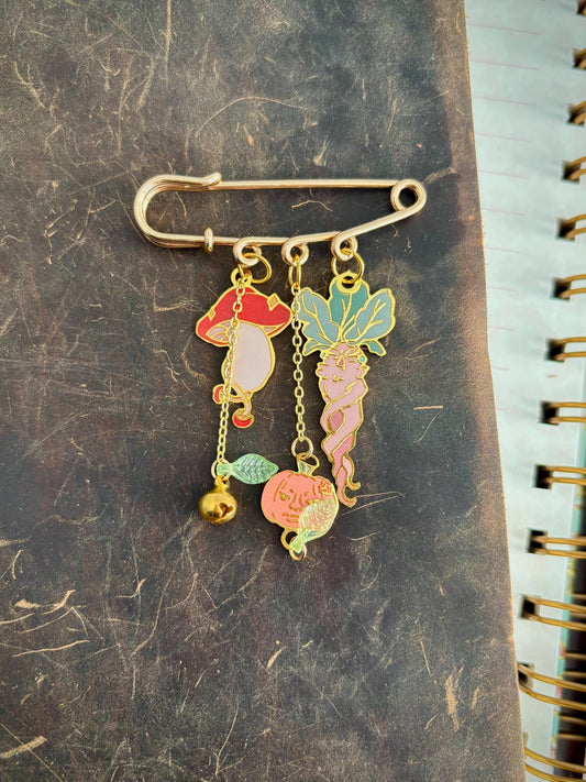 Dungeon Meal inspired | mushroom/mandrake/pumpkin | Dangle Pin Charm