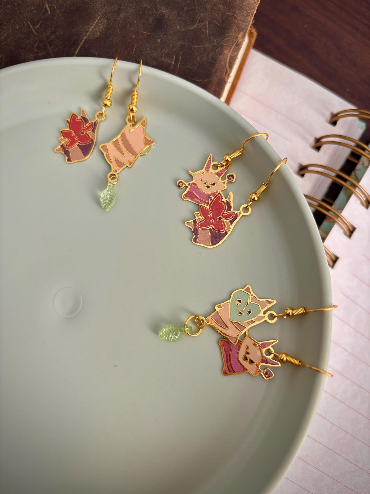 botw/totk inspired | Forest Spirits | Thin/light double-sided Enamel Earrings small