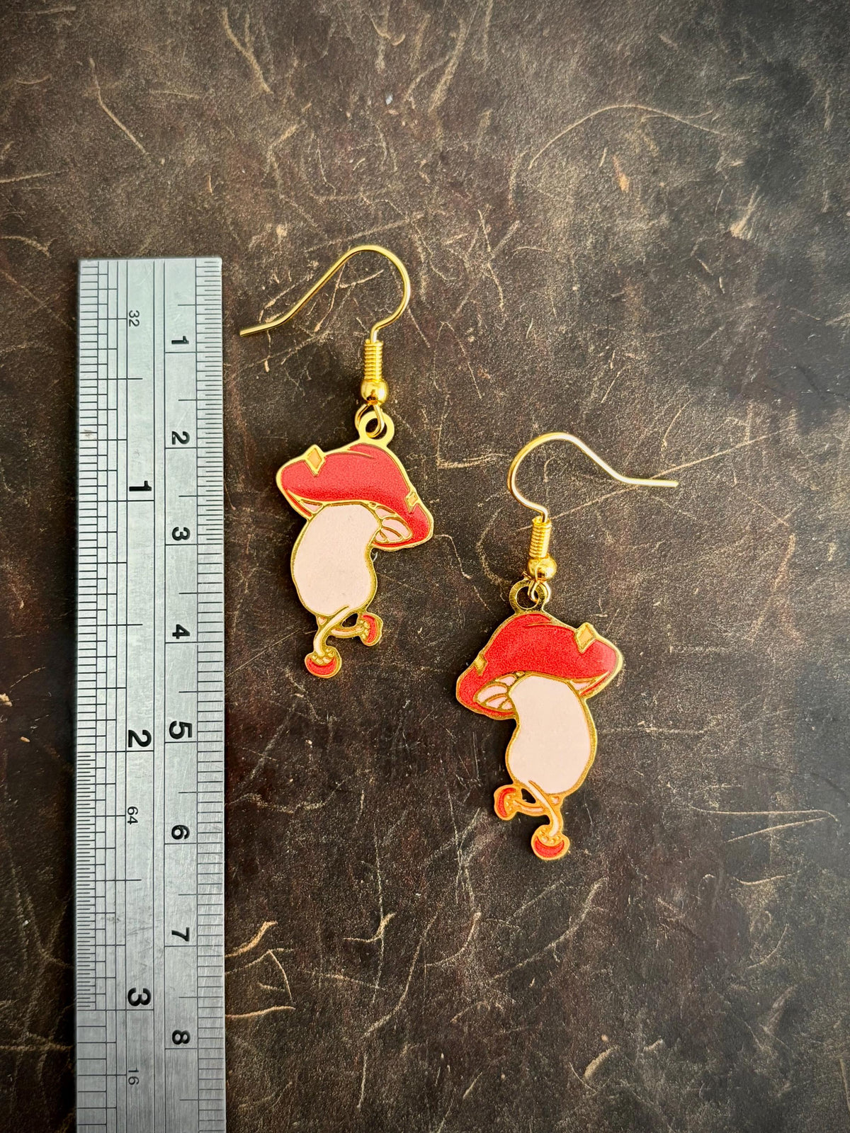 Dungeon Meal inspired | mushroom/mandrake/pumpkin | Thin/light double-sided Enamel Earrings small
