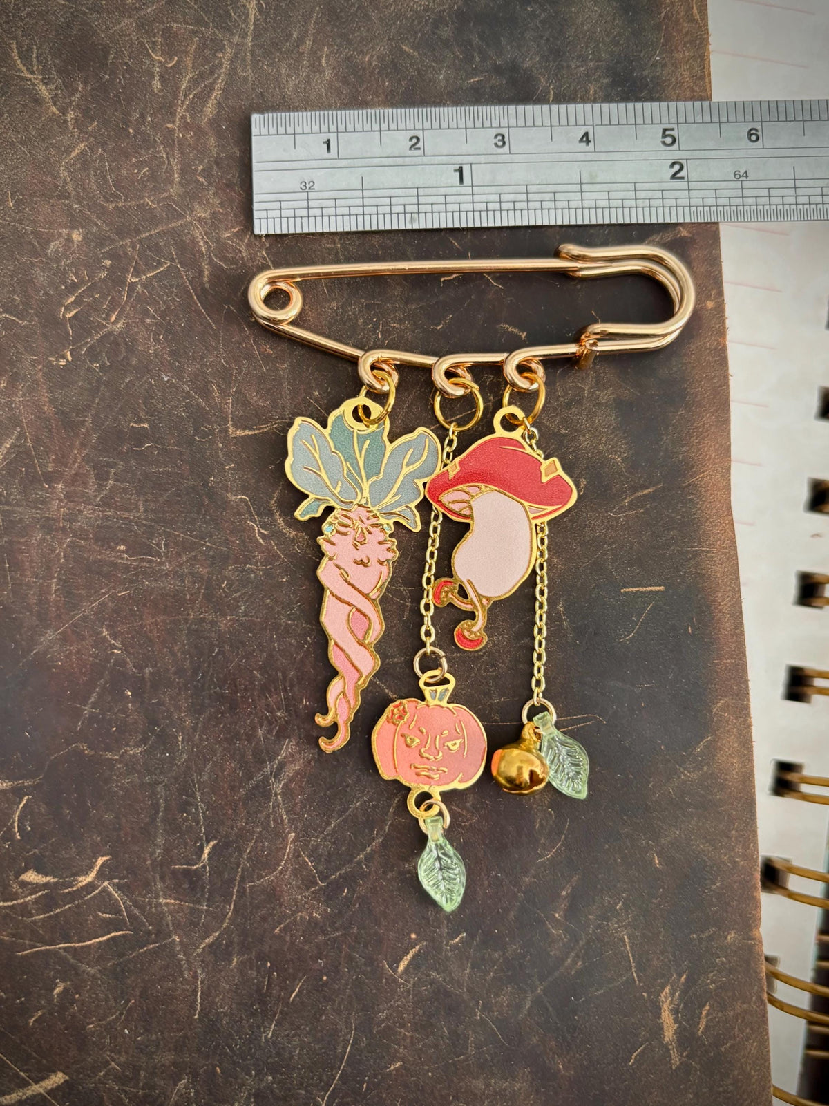 Dungeon Meal inspired | mushroom/mandrake/pumpkin | Dangle Pin Charm
