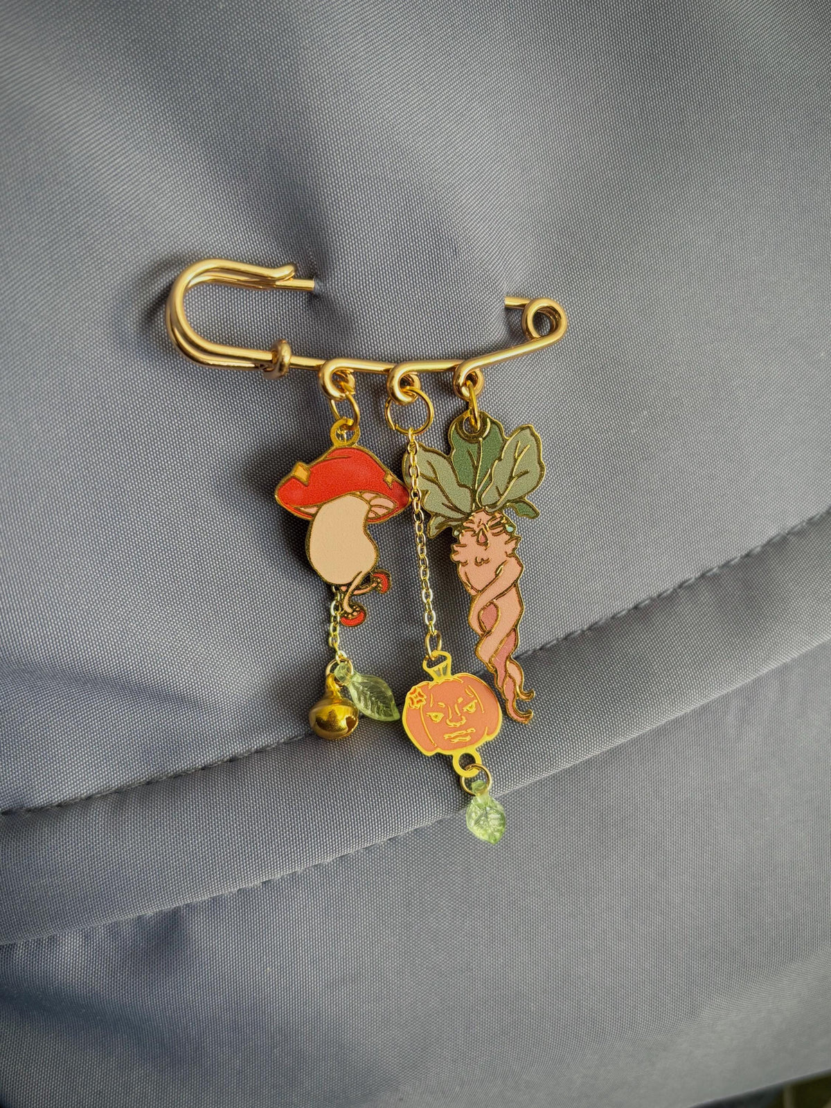 Dungeon Meal inspired | mushroom/mandrake/pumpkin | Dangle Pin Charm