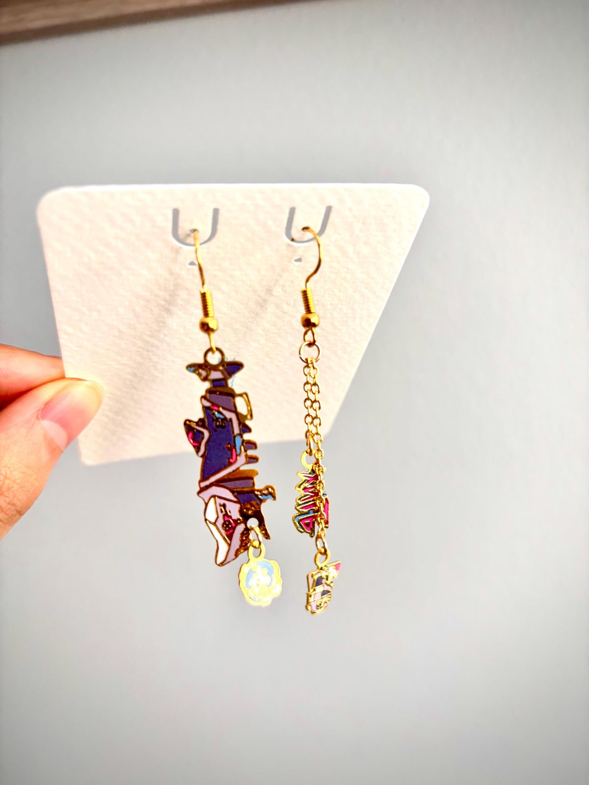 Jinx inspired | LOL | Thin/light double-sided Enamel Earrings