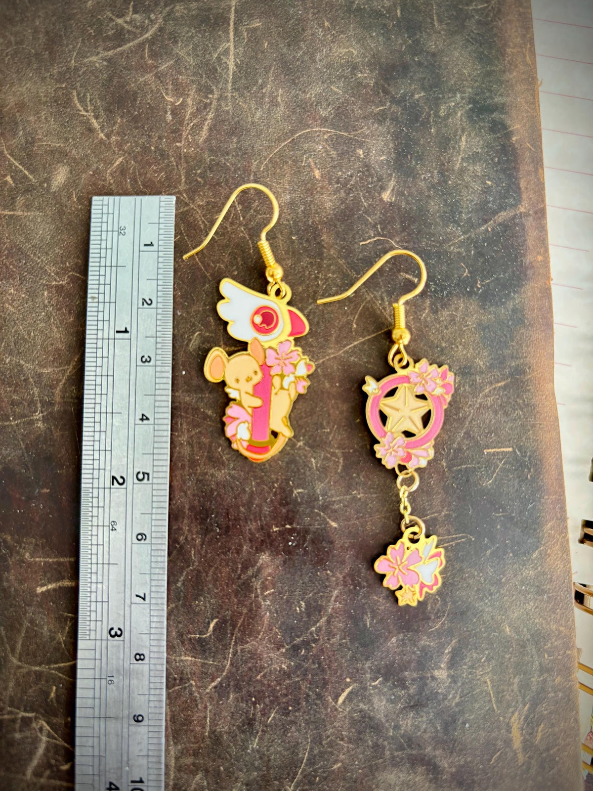 Card Captor inspired | Sakura & Kero | Thin/light double-sided Enamel Earrings