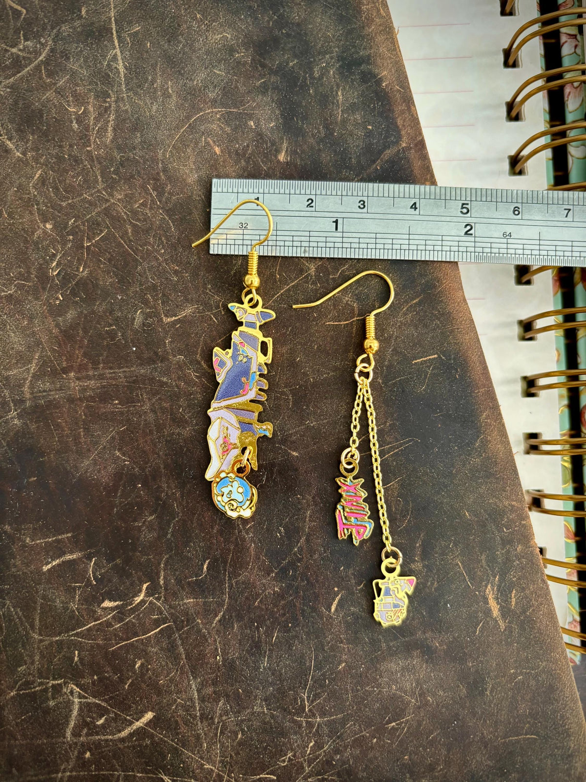 Jinx inspired | LOL | Thin/light double-sided Enamel Earrings