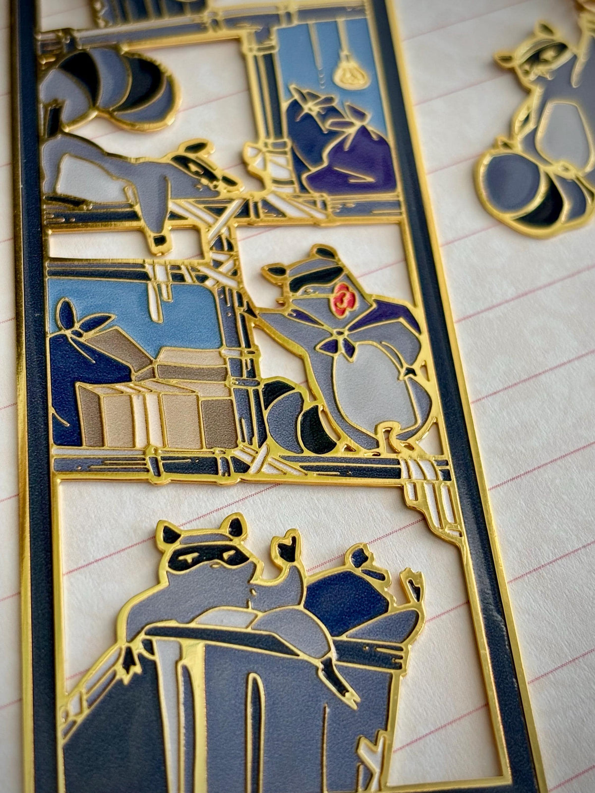 Raccoons | original design | Enamel Bookmark / Charm | 11x4cm