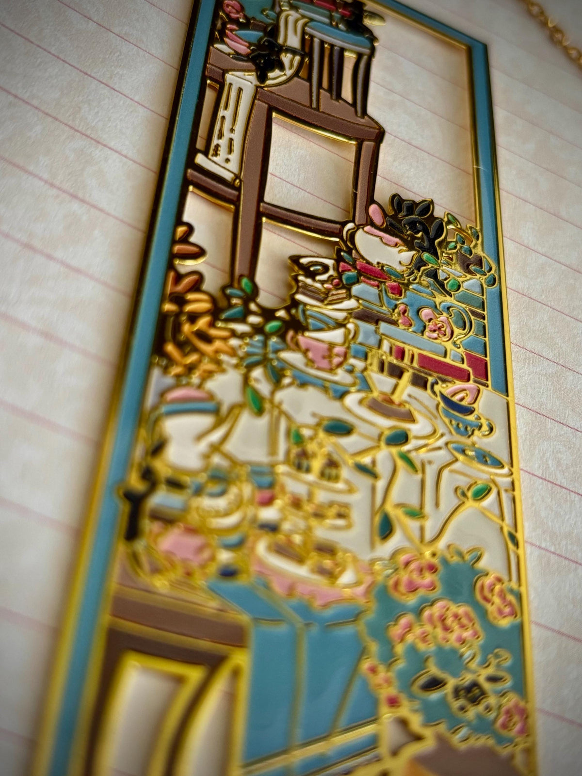 Tea Party | original design | Enamel Bookmark / Charm | 11x4cm