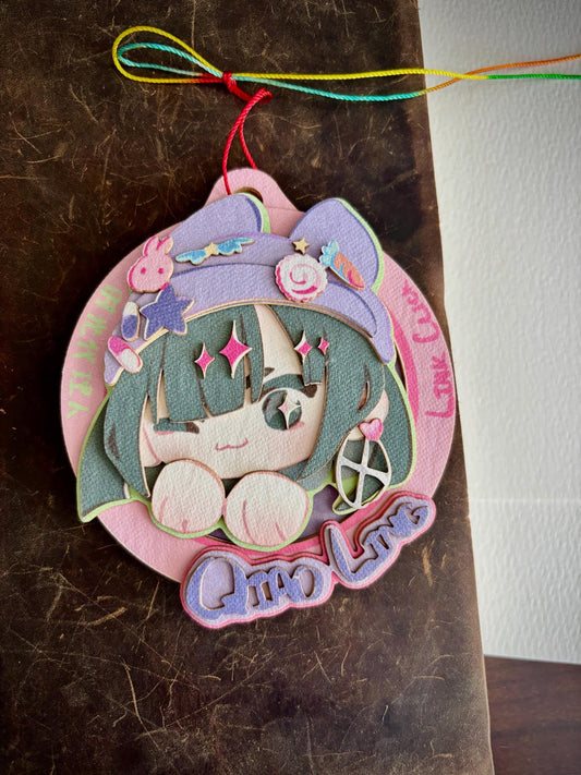QL | link click | paper biscuit, charm/ornament | ~10x9cm