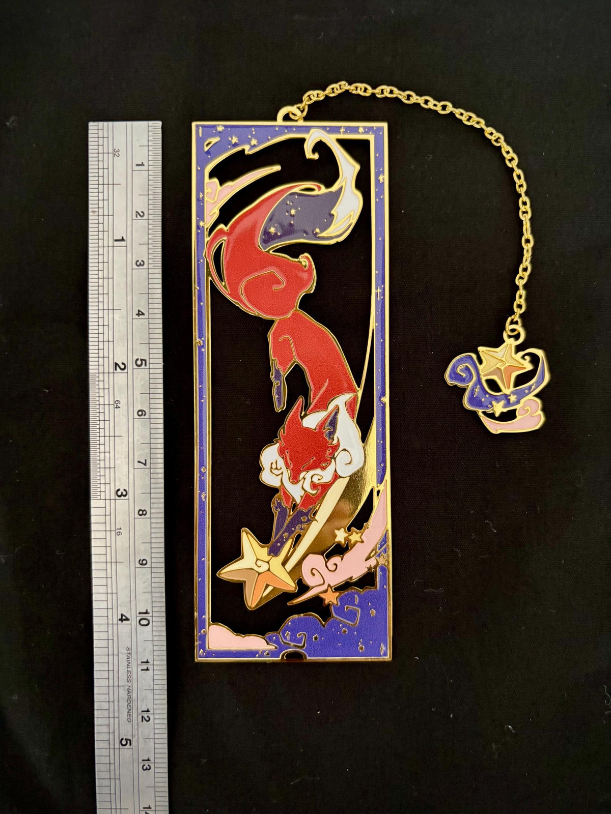 Fox and Stars | original design | Enamel Bookmark / Charm | 11x4cm
