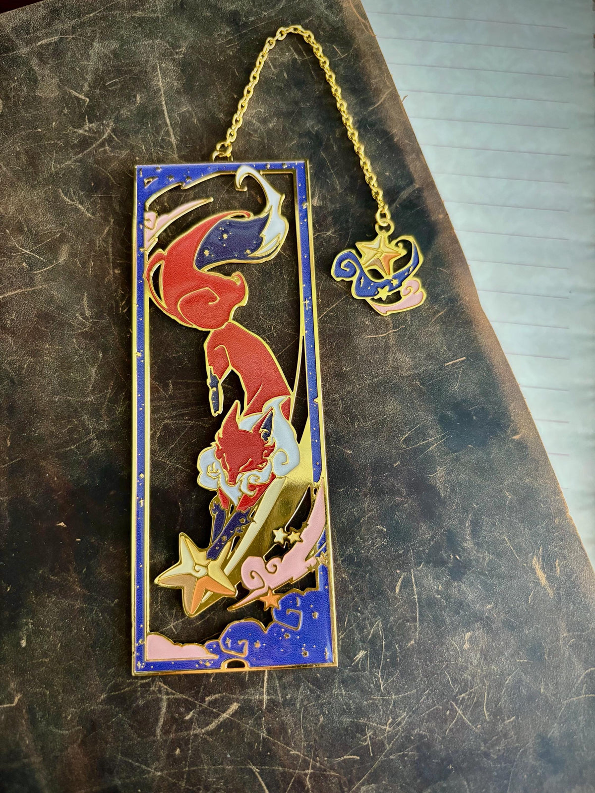 Fox and Stars | original design | Enamel Bookmark / Charm | 11x4cm