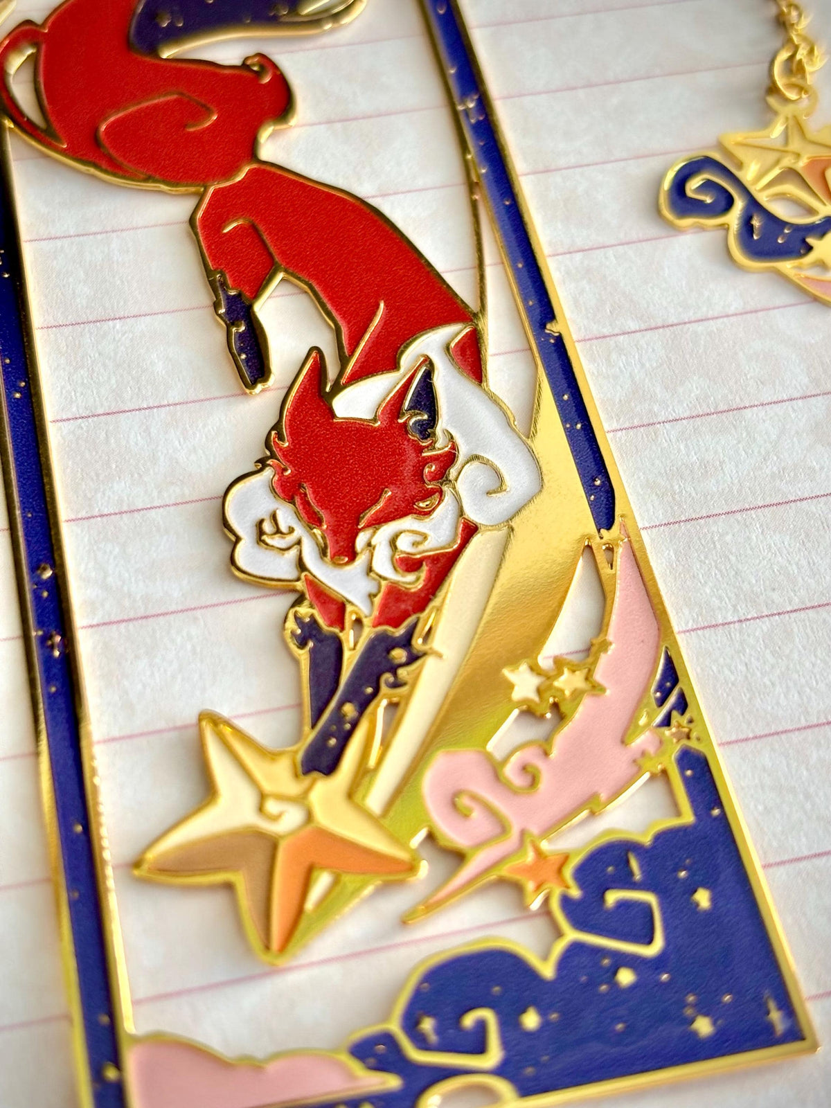 Fox and Stars | original design | Enamel Bookmark / Charm | 11x4cm