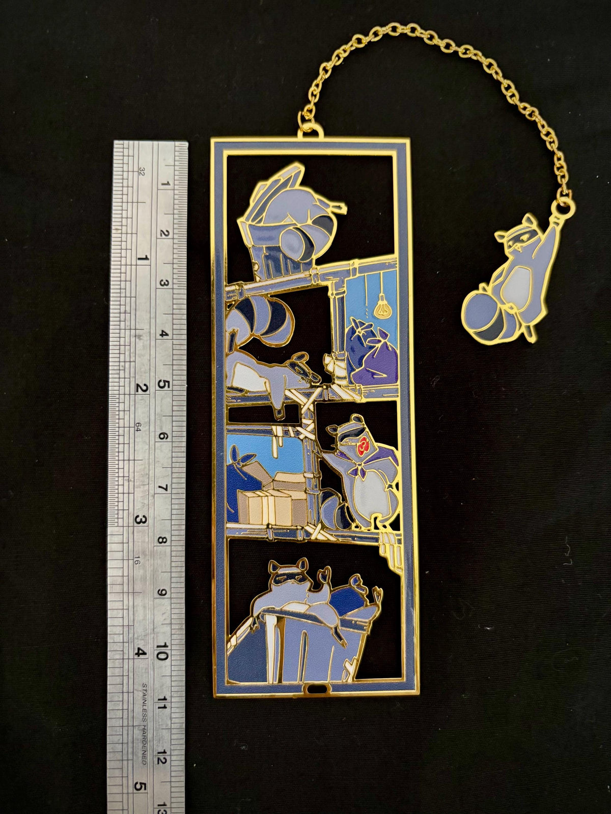 Raccoons | original design | Enamel Bookmark / Charm | 11x4cm