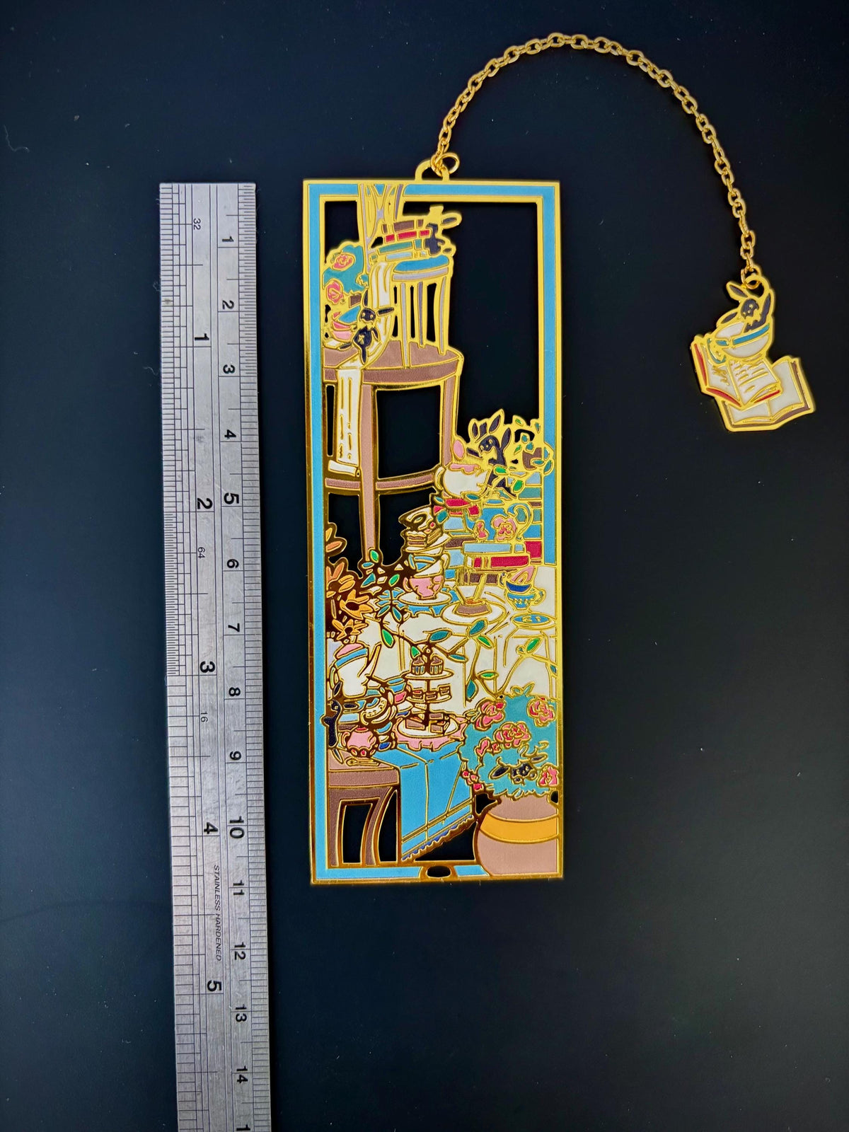 Tea Party | original design | Enamel Bookmark / Charm | 11x4cm