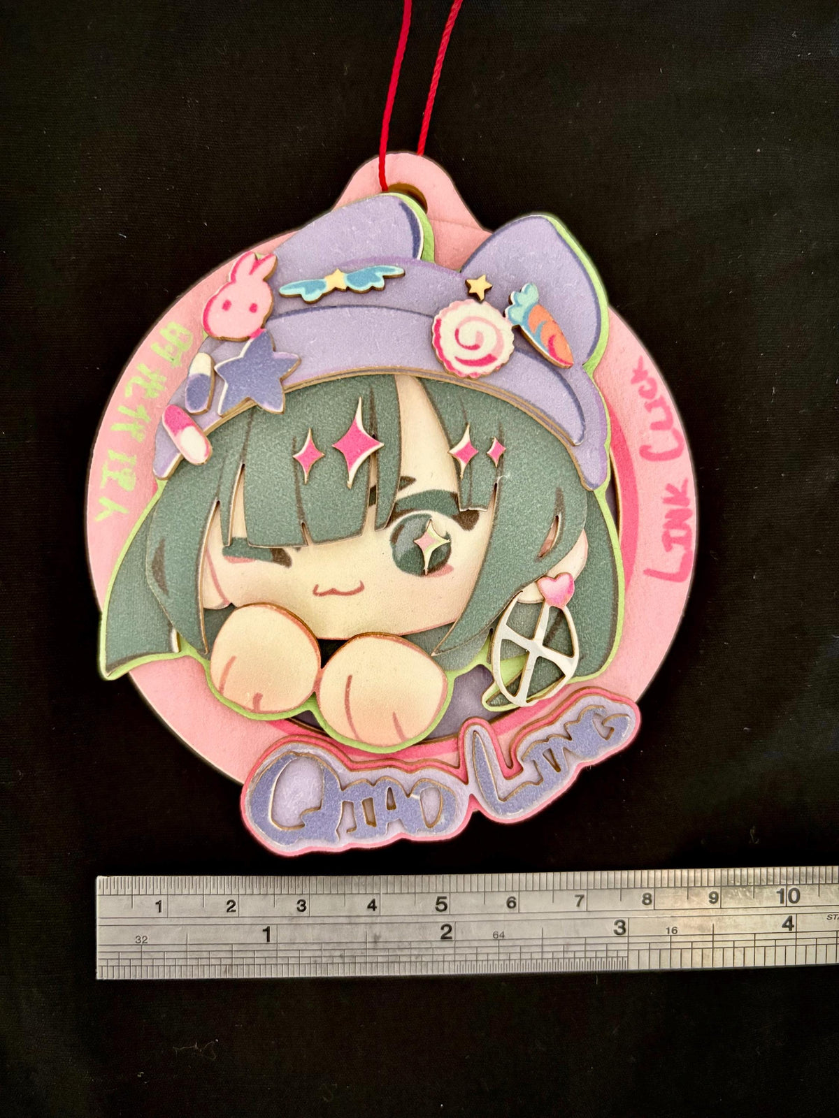 QL | link click | paper biscuit, charm/ornament | ~10x9cm